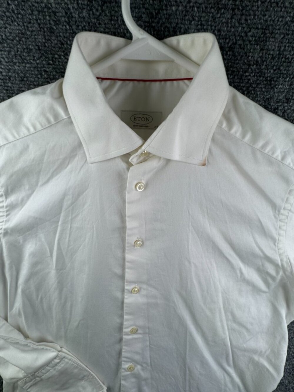 Eton Button Up Shirt Long Sleeve Men All Cotton White 15.75 (40) Adult Woven